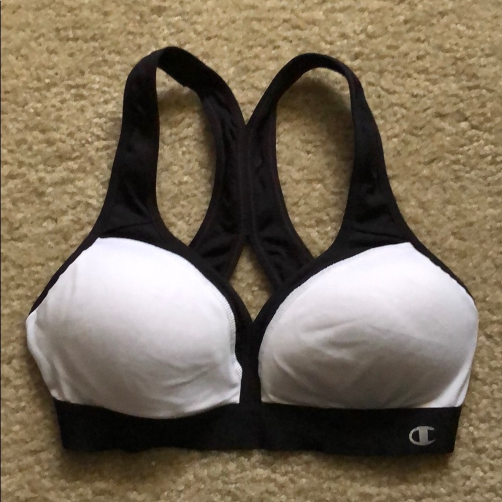 Champion size small black and white sports bra